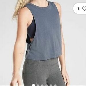 Athleta Iron Blue Mineral Wash Crop Tank Top
